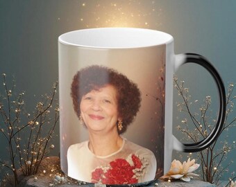 Taza mágica conmemorativa personalizada con foto personalizada que cambia de color, regalo de recuerdo de duelo, regalo de condolencias en memoria de un ser querido.