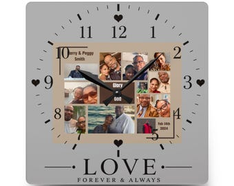 Personalized Couples Photo Clock, Custom Love Acrylic Wall Clock, Romantic Picture Clock, Anniversary Gift, Wedding Giftful, Family Keepsake