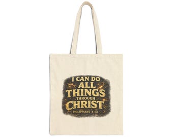 Sac fourre-tout Je peux tout par le Christ, sac en toile chrétien Philippiens 4:13, fourre-tout religieux cadeau basé sur la foi, ensemble Camisa Regalo