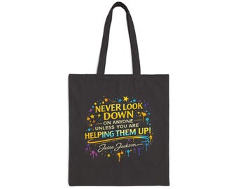 Never Down Canvas Tote Bag, Inspirational Statement Bag, Motivational Giftful Tote, Bold Affirmation Bag, Gift for Him Her, Bolsa De Regalos