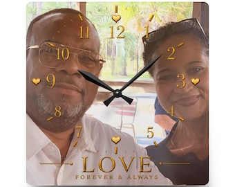 Custom Couples Photo Acrylic Clock, Custom Love Wall Clock, Anniversary Gift, Wedding Giftful, Romantic Picture Clock, Family Keepsake