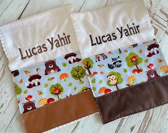 Baby Boy Burp Cloths Set of Two Embroidered Personalized