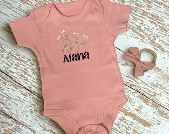 Embroidered Personalized Baby Girl Bodysuit| Baby Shower Gift |Coming Home Outfit