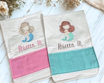 Baby Girl Burp Cloths Set of Two Embroidered Design and Name Made to Order