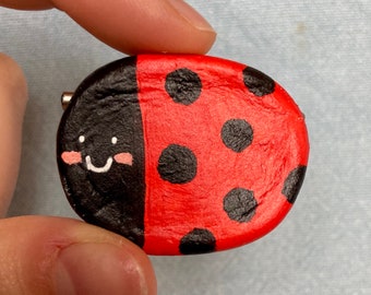 Ladybug Pin / Ladybug Clay Brooch / Handmade Clay Pin