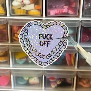 F Off Heart Cake Sticker