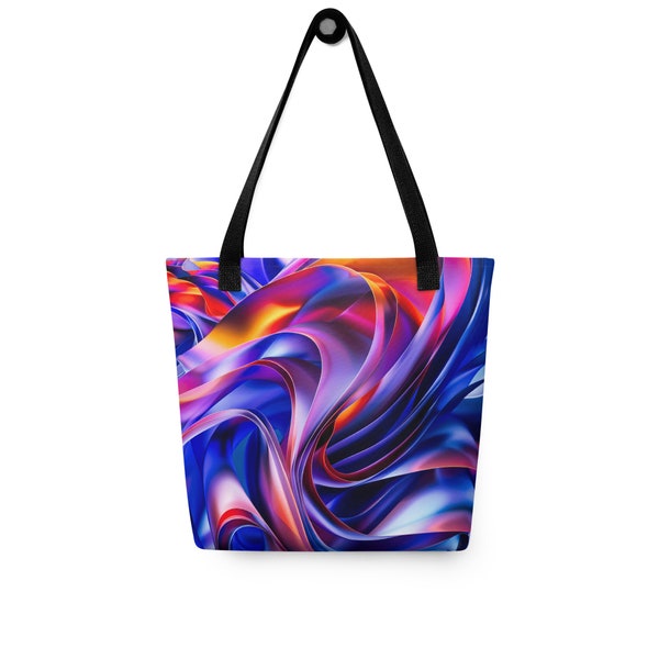 Tote, soft artistic beautiful design, bright and colorful swirling patterns, spacious, practical, durable quality, daily use, shopping bag