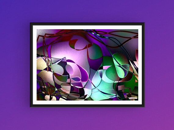 Large wall art featuring a bright colorful modern abstract | Etsy