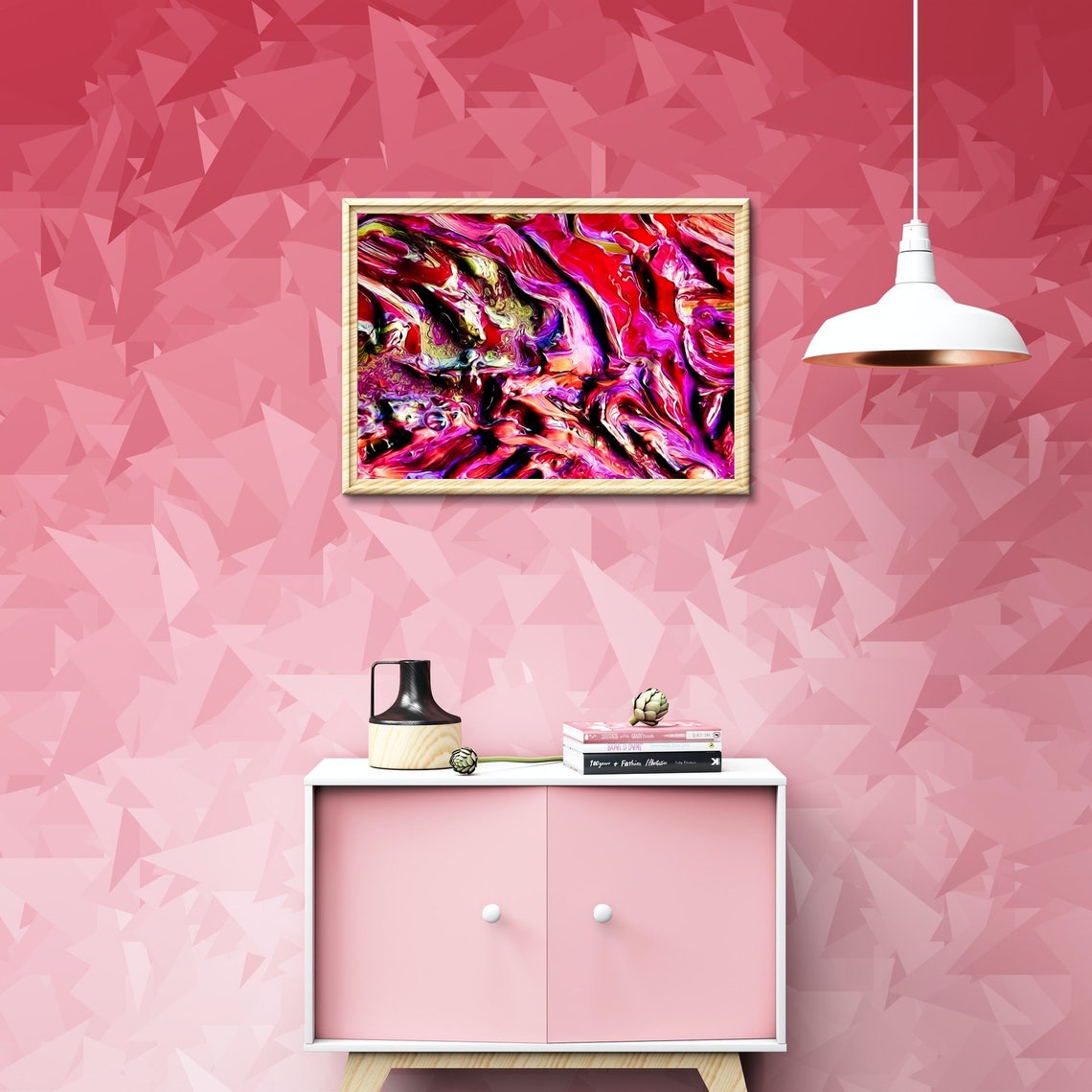 Large wall poster print with bright colorful modern abstract Etsy