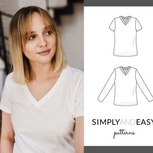 Ala V Neck Tshirt PDF Sewing Pattern | EU 34-44 | US 2-12 | Easy To Sew For Beginners | Digital Sewing Patterns For Women