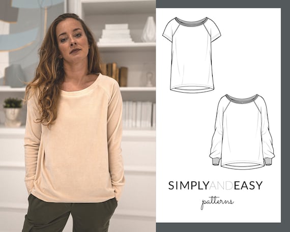 トップス  Pattern Crew Neck Sweatshirt Zofia Crewneck Sweatshirt PDF Sewing Pattern | EU 34-44 | US 2-12