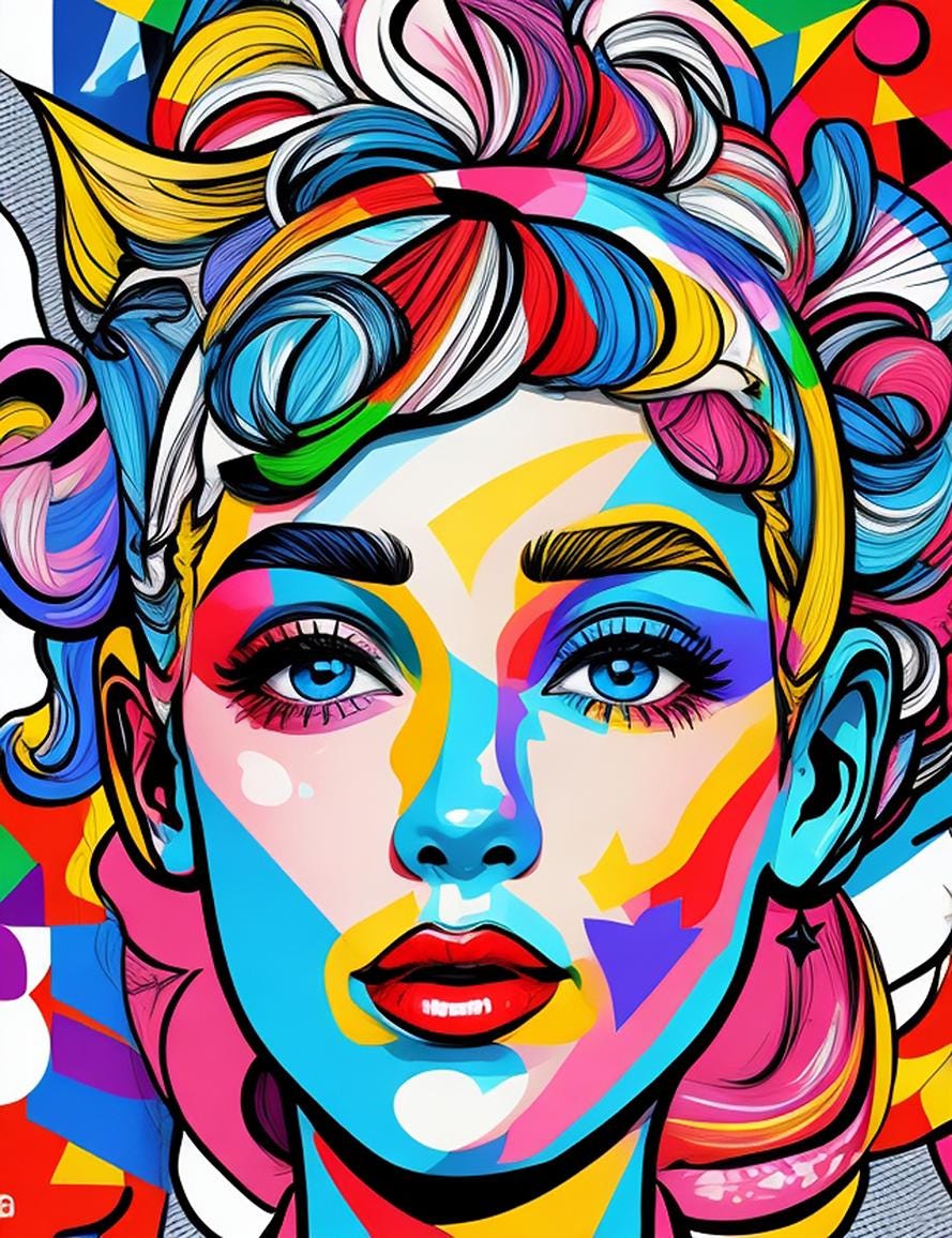 AI Image | Vibrant pop-art portrait of a woman | Digital file | AI ...
