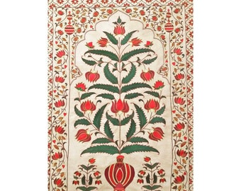 Hand Made Embroidey Wall Hanging Mughal Flower Tree Of Life