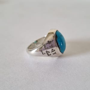 Islamic Turquoise Ring, Handmade Ring, Powerful Islamic Ring, Engraved Islamic Ring, Islamic Jewelry, Silver Turquoise Ring, Islamic Gifts