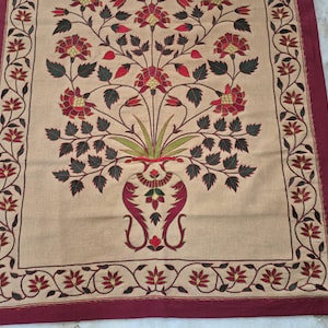 Handmade embroidery wall hanging, Floral embroidery tapestry, Mughal Floral Tapestry, silk thread embroidery, Silk thread Embroidery Wallhanging, Indian Traditional embroidery wall hanging, Hand-embroidered botanical tapestry, Needlework floral embroidery, home accent , vintage Handmade Embroidery Wallhanging, antique style wall hanging, Mughal Tapestry, tree of life embroidery, tree of life tapestry, luxury home decor gifts , gifts for anniversary, wall tapestry hanging woven ,tapisserie mughal