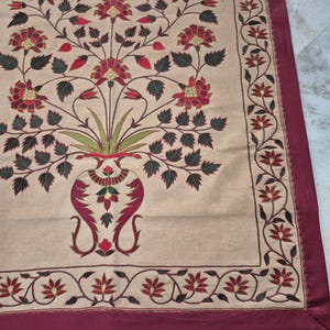 Handmade embroidery wall hanging, Floral embroidery tapestry, Mughal Floral Tapestry, silk thread embroidery, Silk thread Embroidery Wallhanging, Indian Traditional embroidery wall hanging, Hand-embroidered botanical tapestry, Needlework floral embroidery, home accent , vintage Handmade Embroidery Wallhanging, antique style wall hanging, Mughal Tapestry, tree of life embroidery, tree of life tapestry, luxury home decor gifts , gifts for anniversary, wall tapestry hanging woven ,tapisserie mughal