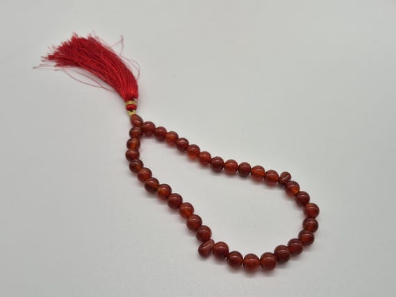 33 Beads Red Agate Tasbih , Natural Aqeeq Tasbih , Natural agate Rosary Beads , Islamic prayer beads, Red Aqeeq Tasbih , Muslim Rosary Beads