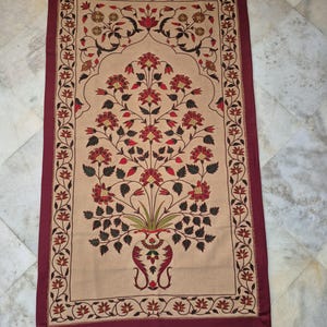Handmade embroidery wall hanging, Floral embroidery tapestry, Mughal Floral Tapestry, silk thread embroidery, Silk thread Embroidery Wallhanging, Indian Traditional embroidery wall hanging, Hand-embroidered botanical tapestry, Needlework floral embroidery, home accent , vintage Handmade Embroidery Wallhanging, antique style wall hanging, Mughal Tapestry, tree of life embroidery, tree of life tapestry, luxury home decor gifts , gifts for anniversary, wall tapestry hanging woven ,tapisserie mughal