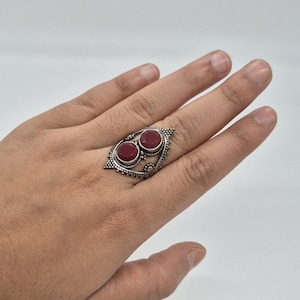 Handmade Ruby Ring, Ruby Boho ring, Ruby Statement ring, ladies ring, handmade Ring, Bohemian Ring, Hammered Ruby Ring, Gifts for her, Ruby