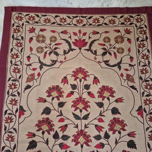 Handmade embroidery wall hanging, Floral embroidery tapestry, Mughal Floral Tapestry, silk thread embroidery, Silk thread Embroidery Wallhanging, Indian Traditional embroidery wall hanging, Hand-embroidered botanical tapestry, Needlework floral embroidery, home accent , vintage Handmade Embroidery Wallhanging, antique style wall hanging, Mughal Tapestry, tree of life embroidery, tree of life tapestry, luxury home decor gifts , gifts for anniversary, wall tapestry hanging woven ,tapisserie mughal