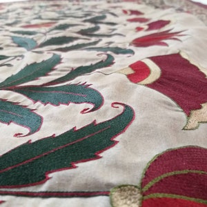 Handmade EmbroideryWallhanging,Mughal-inspired,Hand Embroidered , suzani Embroidery, EmbroideryWallhanging, Silk Wallhanging , needle point Embroidery ,Indian Embroidery ,Bohemian Decor ,Uzbek Embroidery ,Flower Design Wall-hanging ,Suzani Bed spread