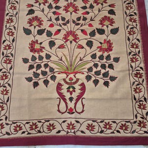 Handmade embroidery wall hanging, Floral embroidery tapestry, Mughal Floral Tapestry, silk thread embroidery, Silk thread Embroidery Wallhanging, Indian Traditional embroidery wall hanging, Hand-embroidered botanical tapestry, Needlework floral embroidery, home accent , vintage Handmade Embroidery Wallhanging, antique style wall hanging, Mughal Tapestry, tree of life embroidery, tree of life tapestry, luxury home decor gifts , gifts for anniversary, wall tapestry hanging woven ,tapisserie mughal