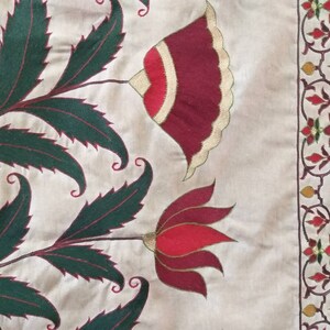 Handmade EmbroideryWallhanging,Mughal-inspired,Hand Embroidered , suzani Embroidery, EmbroideryWallhanging, Silk Wallhanging , needle point Embroidery ,Indian Embroidery ,Bohemian Decor ,Uzbek Embroidery ,Flower Design Wall-hanging ,Suzani Bed spread