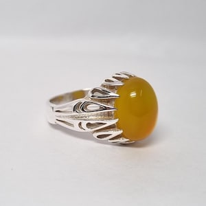 Silver yellow agate islamic ring - Etsy 日本