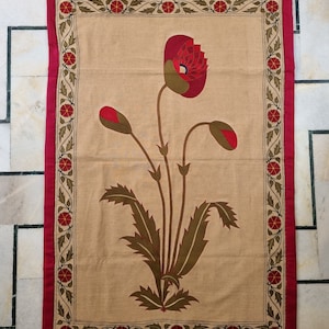 Handmade Embroidery Wall-hanging, Mughal Flower, Tree of life, Indian embroidery textile, home décor Wall-hanging,Suzani Embroidery,Wall art