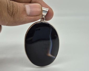Natural Suleimani Agate Pendant, Black Aqeeq pendant, Banded agate pendant, Handmade Pendant, Sulemani Aqeeq pendant, Everyday wear pendant