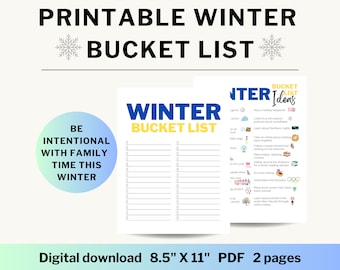 Winter Bucket List | Family Winter Activities List | Winter Checklist | Family Winter Activities Ideas | Printable Winter Bucket List