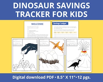 Dinosaur Savings Tracker Kit for Kids | Boys Savings Challenge | Cute Child Savings Track for Boys | Printable Savings Challenge for Kids