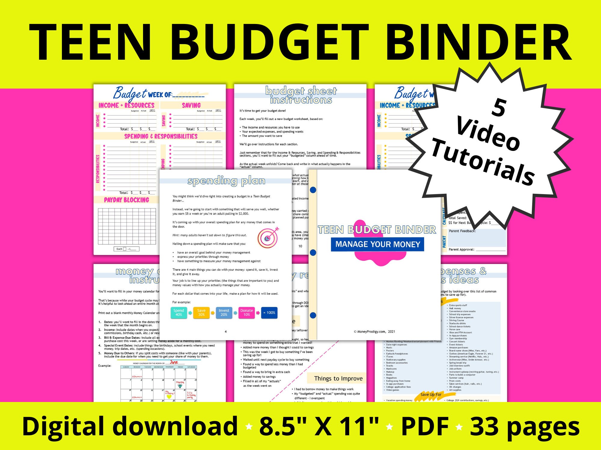 Teen Budget Binder Teenager Printable Budget Teen Budget - Etsy