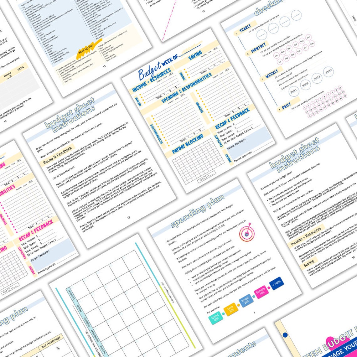 Teen Budget Binder | Teenager Printable Budget | Teen Budget Worksheet ...