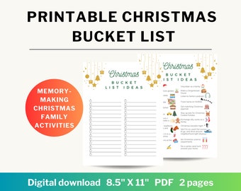 Christmas Bucket List | Printable Christmas Bucket List | Christmas Family Activities Ideas | Christmas Break Kid Activities Ideas