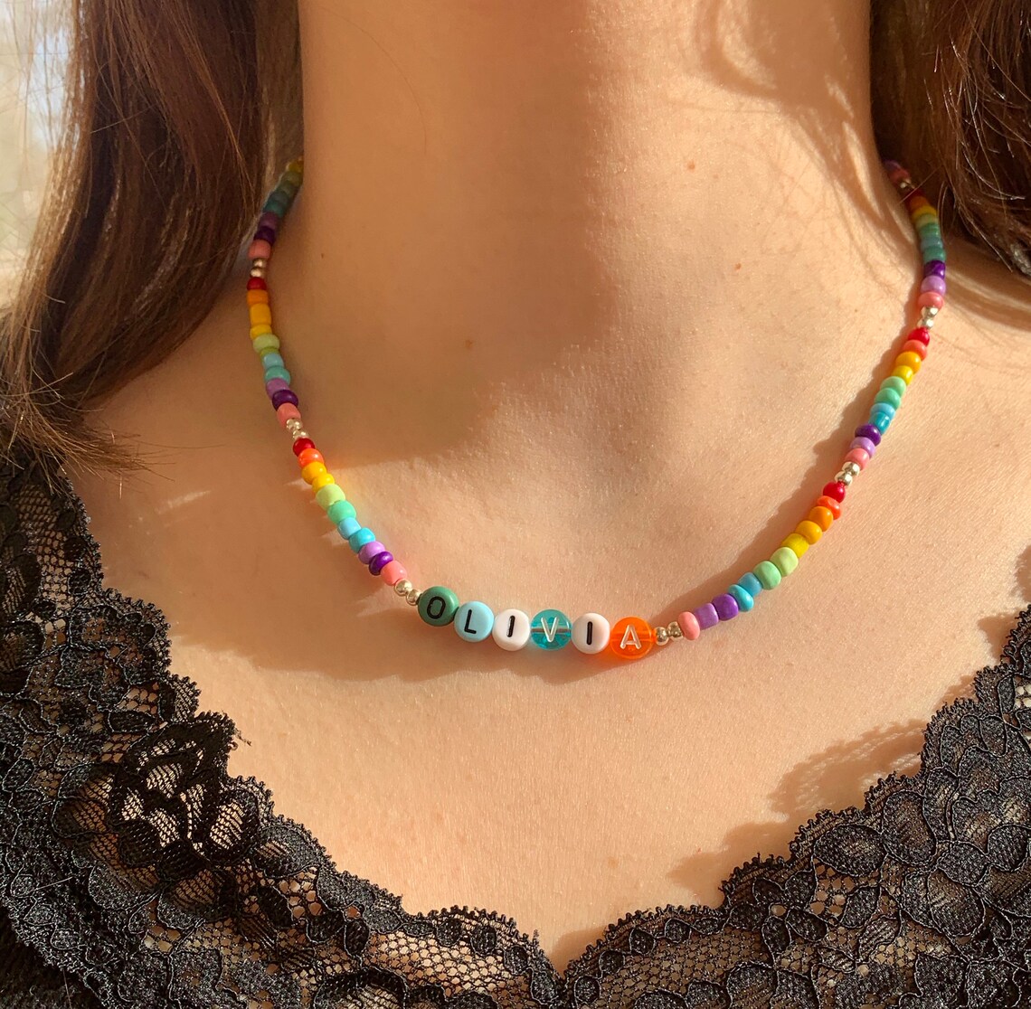 Personalised Beaded Necklace Etsy UK