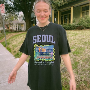 ソウル Tシャツ、韓国 Tシャツ、韓国かわいい Tシャツ、コンフォートカラー 1717