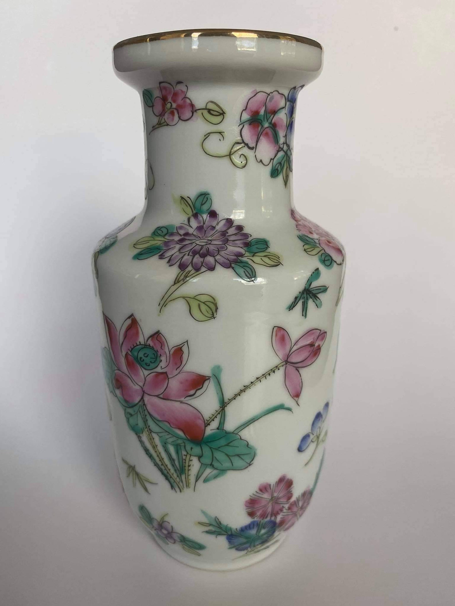 Chinese Porcelain Vase WL Decorated In Hong Kong Handpainted Etsy