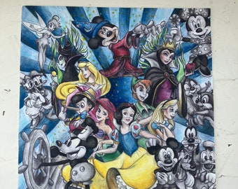 Disney 100 character drawing