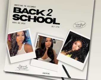 Back to School Hair Flyer Template, Booking Flyer, Back 2 School Sale, Editable flyer, braids, nails, lashes, canva flyer, books open flyer