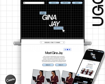 UGC creator portfolio, ios core, creator media kit, canva website template, social media manager, marketing agency, landing page, influencer