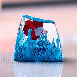 Blue Betta Fish Artisan Keycap, Handmade Resin SA Profile Keycaps, Handmade Keycaps, Custom Keycaps