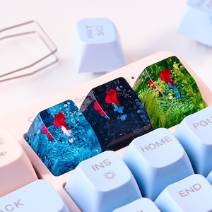 Artisan Keycaps Betta Fish Green Keycaps Resin SA Profile keycaps, Handmade Keycaps, Custom Keycaps Mechanical Keyboards Unique Accessories