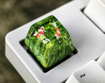 Green keycap, keycap koi, Artisan keycap, Custom esc Keycap SA & OEM Profile Cherry MX Gaming Keyboard, Gift ideas