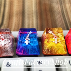Keycaps Artisan, Koi keycaps, Handmade resin Keycaps SA and OEM Profile,custom keycaps For Cherry MX Mechanical Keyboard, gift ideas