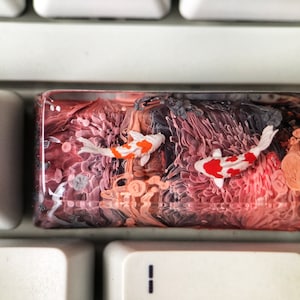 Backspace keycaps koi fish, artisan keycaps, koi keycaps backspace, custom resin Keycaps For Cherry MX Mechanical Keyboard, Christmas gift
