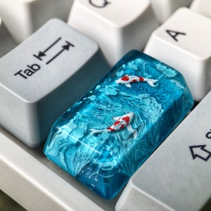 Capslock keycaps, blue keycaps, Resin keycap, keycap profile SA and OEM, custom keycaps For Cherry MX Mechanical Keyboard, Christmas gift