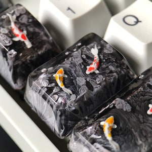 Artisan keycap koi keycap custom keycap black keycaps set backlit keycaps profile SA keycaps custom OEM profile keycaps cherry MX keycaps