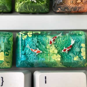 Keycap koi fish, Artisan keycap, Backspace keycap profile Cherry and OEM, custom keycaps For Cherry MX Mechanical Keyboard, gift for her
