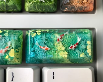 Keycap koi fish, Artisan keycap, Backspace keycap profile Cherry and OEM, custom keycaps For Cherry MX Mechanical Keyboard, gift for her